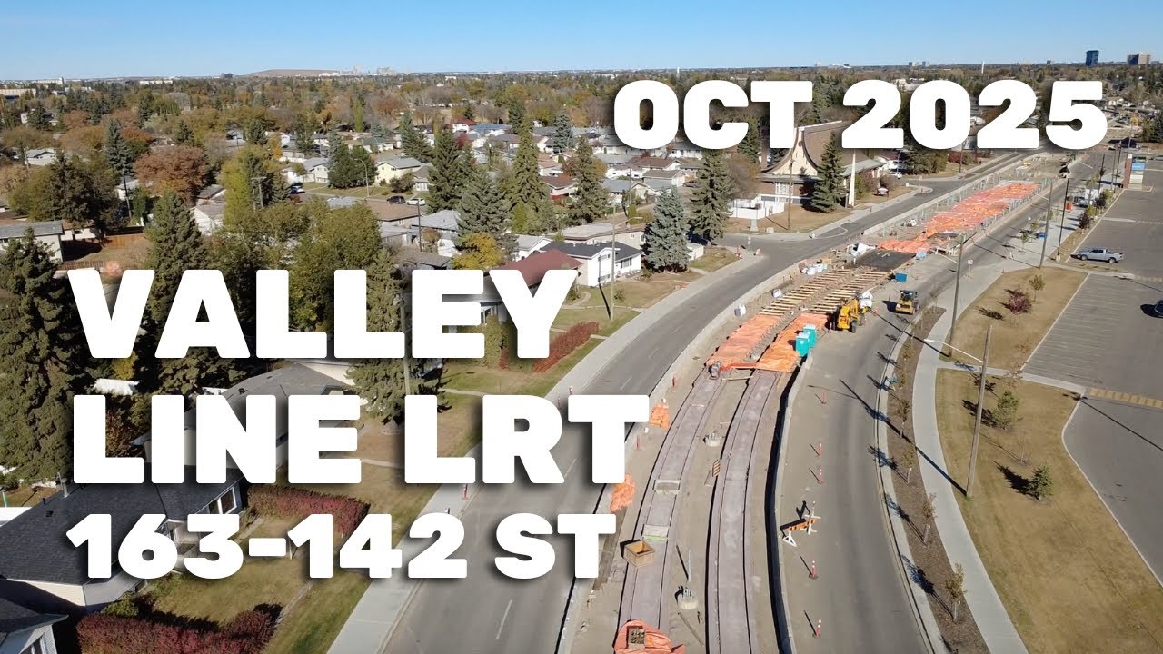 Edmonton Valley Line West LRT Update – 163 St to 142 St (October 2025) [Drone 4K]