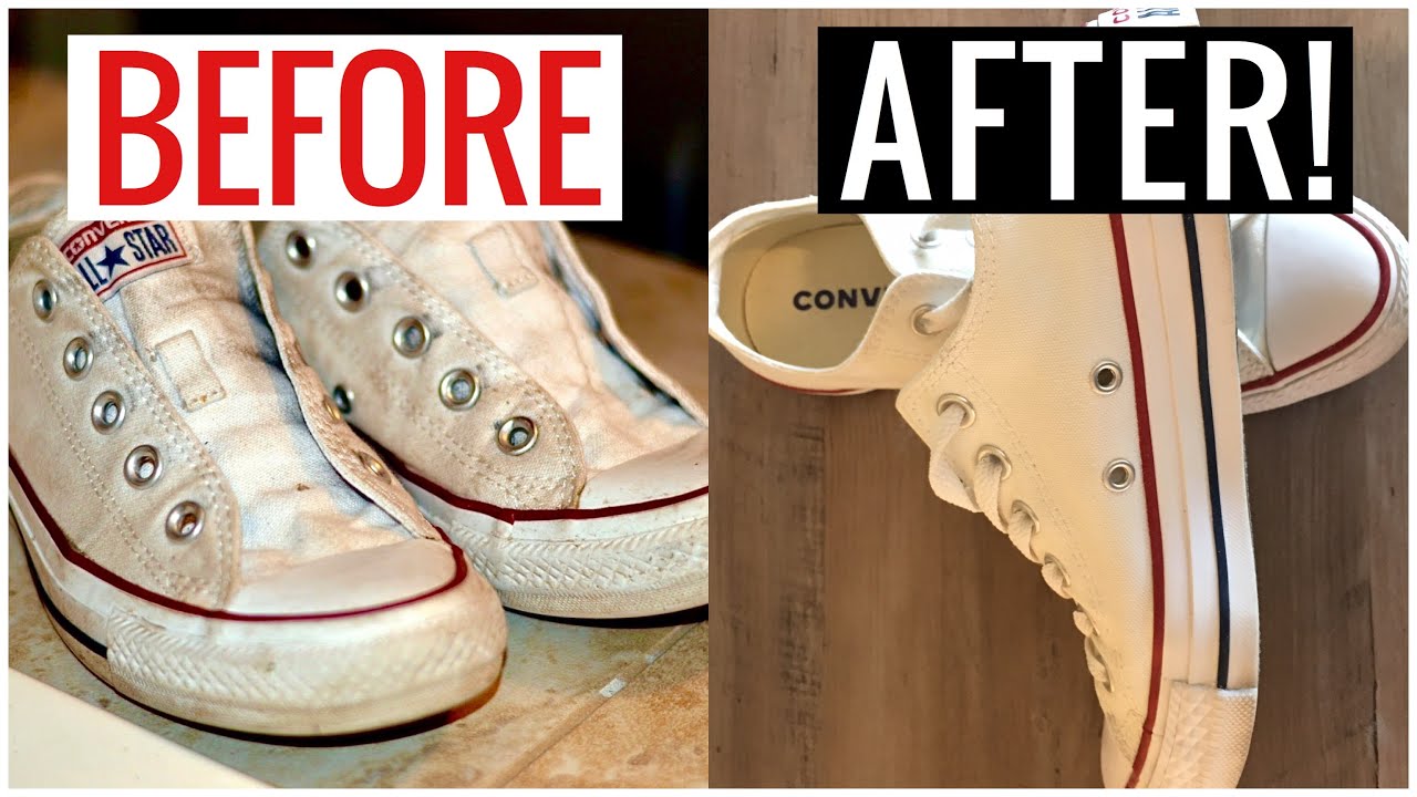 How to Clean White Converse Shoes, Vans, Toms!!  (Easy & Fast Cleaning Hack) | Andrea Jean Cleaning