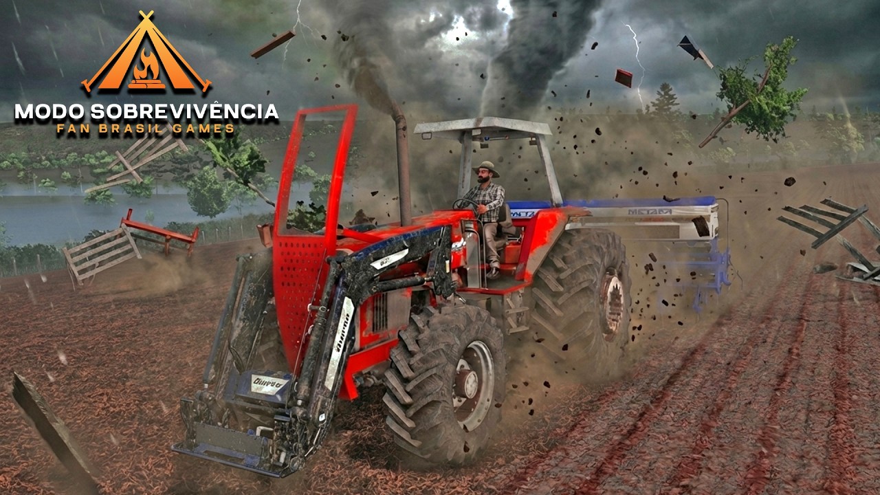 Iniciando do zero no modo sobrevivência #16 | Corra!! O tornado está chegando | Farming simulator 25