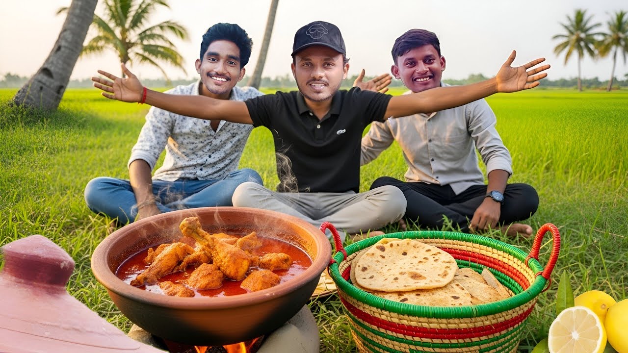 Traditional Pot Chicken 🏺🔥| Village Style Chicken Curry Like Grandma&rsquo;s Style With Friends in Fields🌾