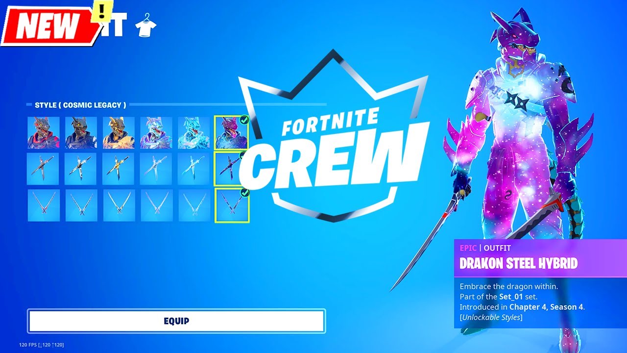 *NEW* Fortnite November CREW: The Drakon Steel Hybrid Crew Pack