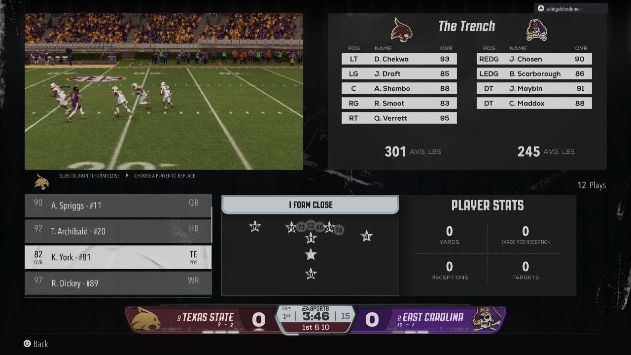 EA SPORTS College Football 26 Online Dynasty 2030 Week 14 User game Texas St Bobcats vs ECU Pirates