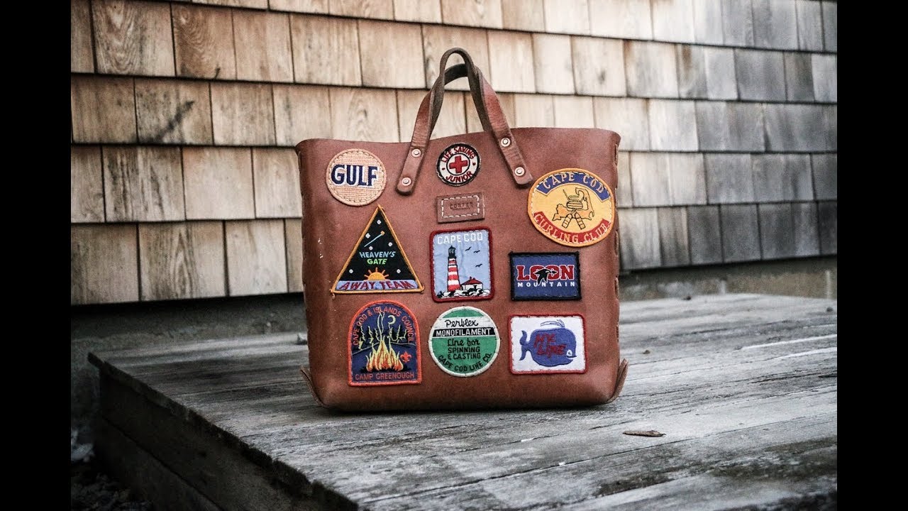 Sewing Patches on a Leather Bag