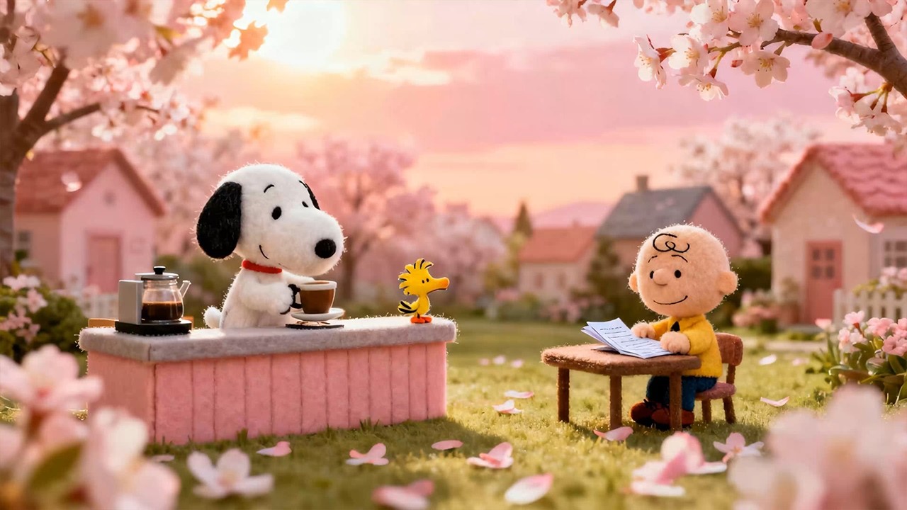 🌸 Spring Coffee Time with Snoopy & Charlie Brown ☕ Cozy Lofi for Study, Relax & Focus