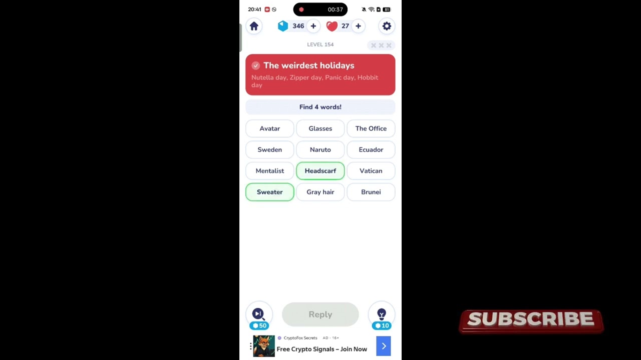 Word Connect Find Four Words Level 154 Answers 🧠🔠 | Go Answer
