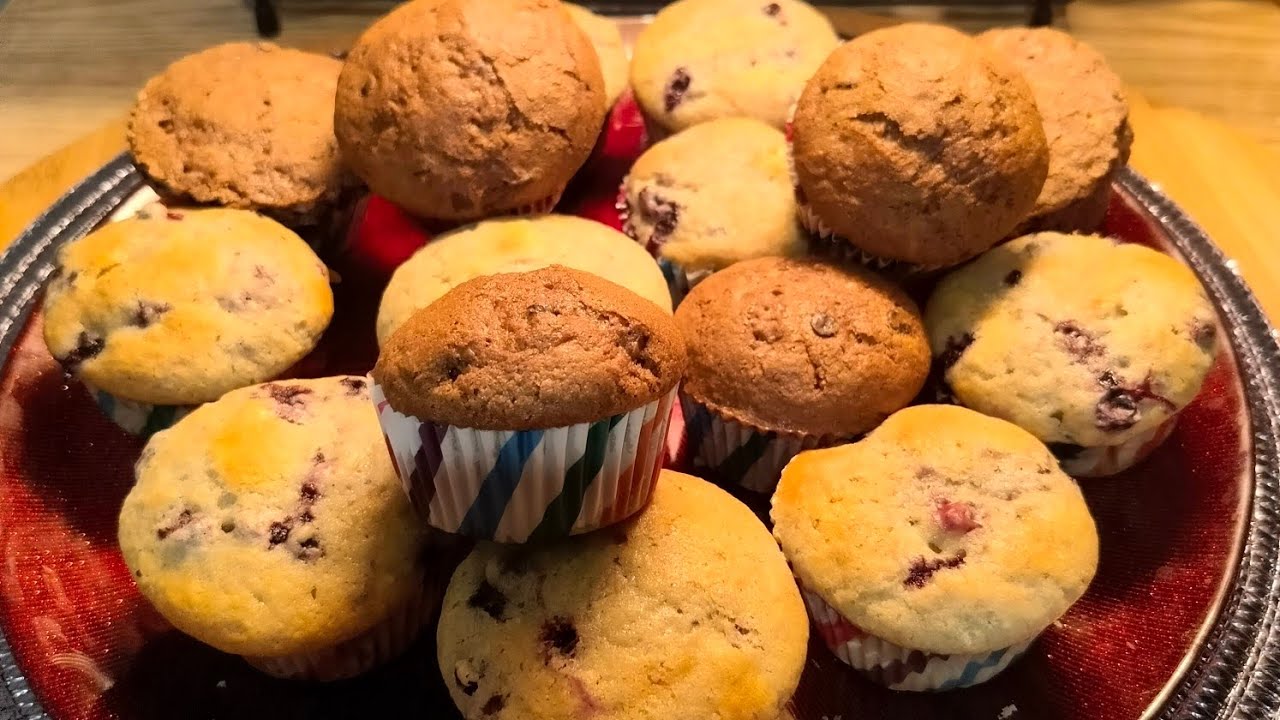Muffins aux fruits rouges,et pépites de chocolat 