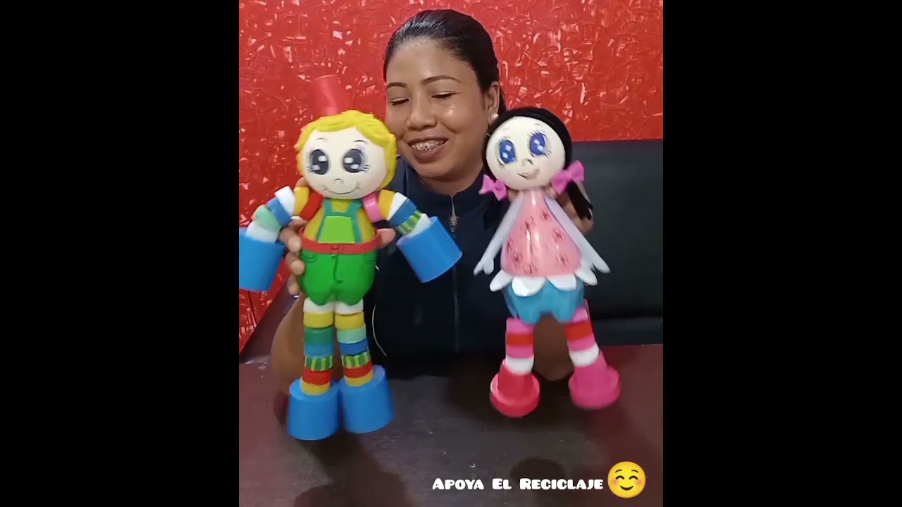 Como hacer mu&ntilde;eco con botellas pl&aacute;sticas materiales reciclables