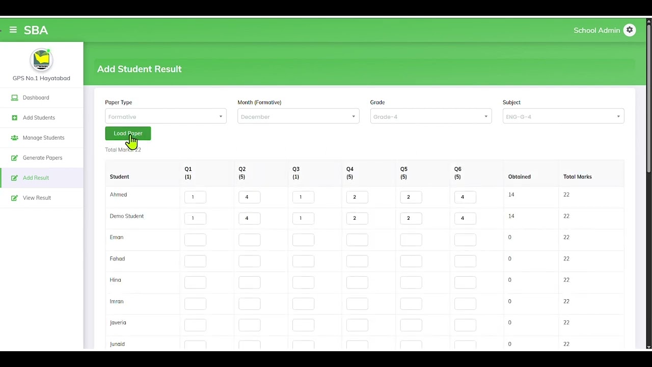 SBA Paper Data Entry
