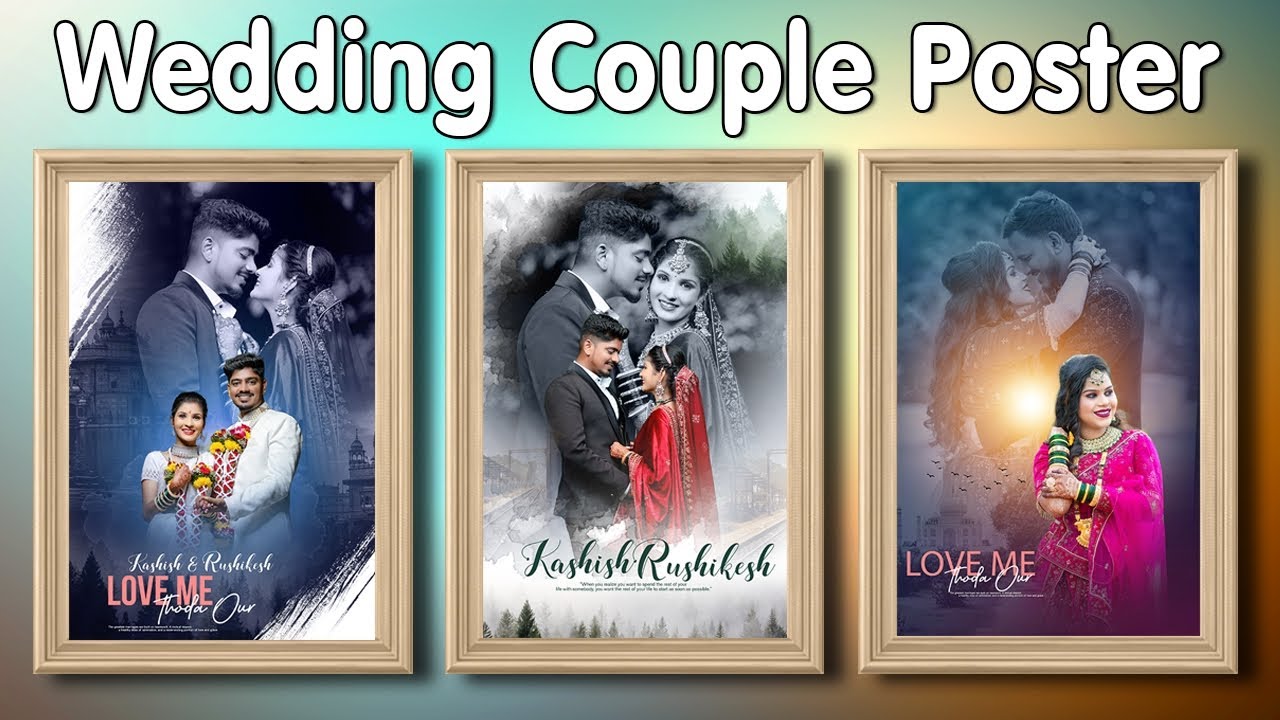 💍✨ Wedding Couple Poster Editing | Double Exposure PSD Design Tutorial in Photoshop