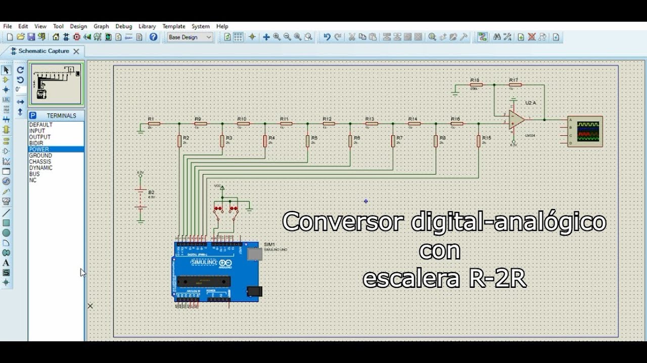 Conversor digital - analógico (DAC) con escalera R-2R