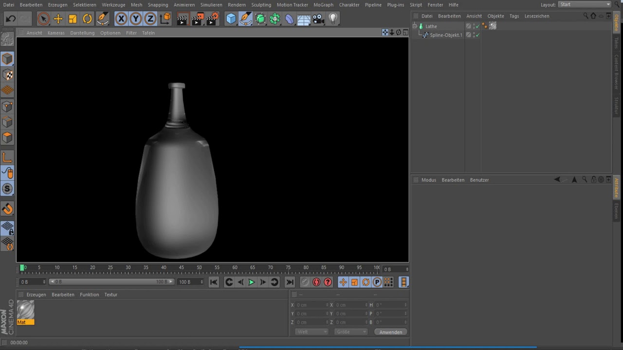Cinema4D Flasche mit Etikett (LATHE)
