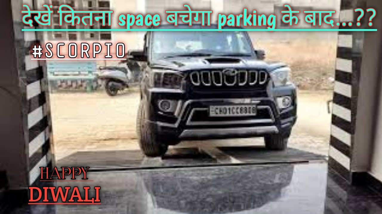 1st time scorpio parking after completion of home and dimensions details !! happy diwali
