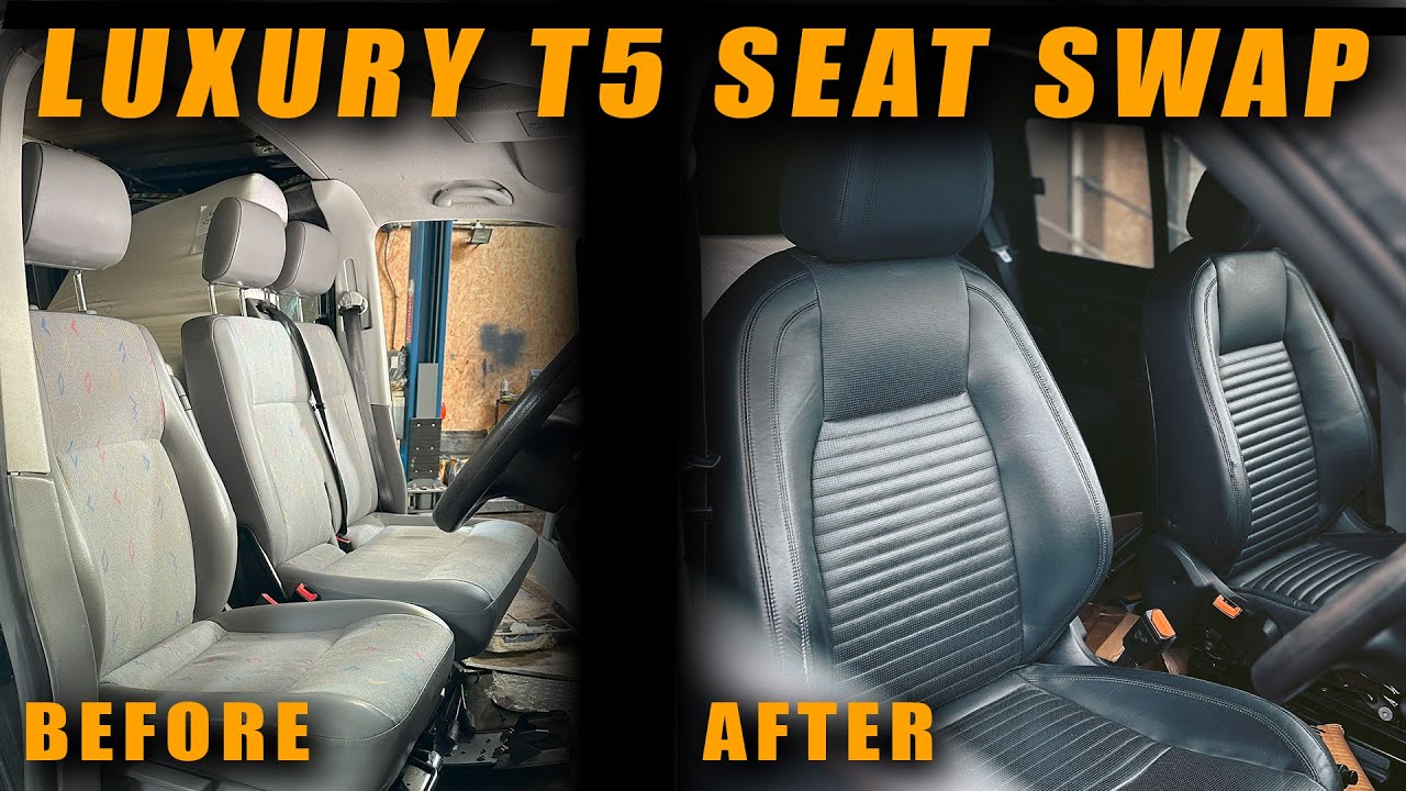 DIY CAMPERVAN SEAT SWAP  ||  Luxury Land Rover Seats in our T5 Transporter!