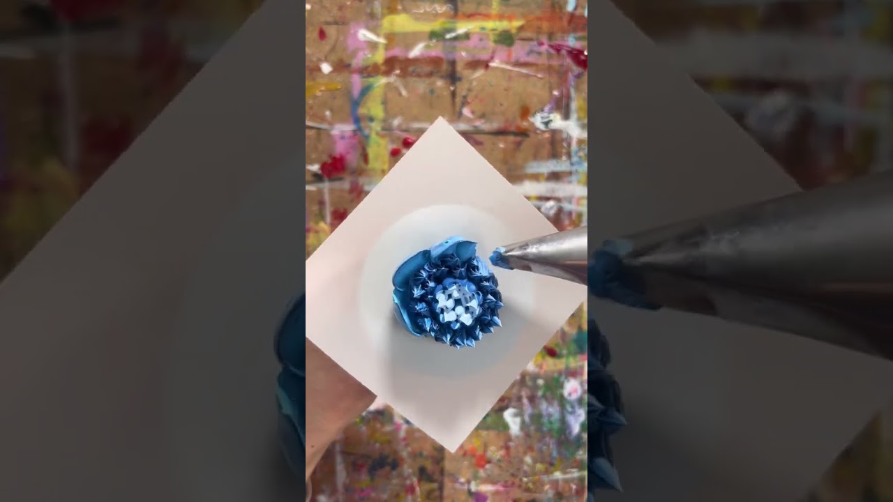 Watch Me Create A Blue Textured Acrylic Flower #satisfying #art #artist #piping  #floralart #shorts