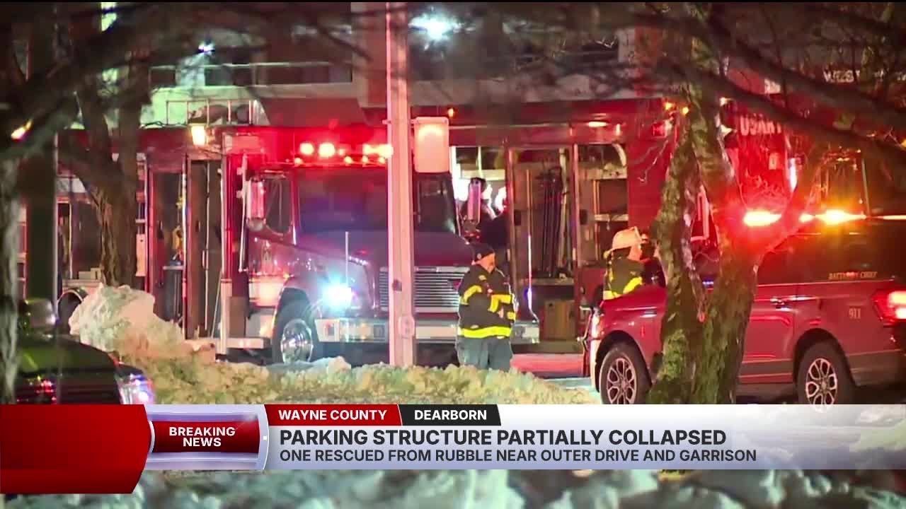 Man rescued after being trapped in parking garage that partially collapsed in Dearborn