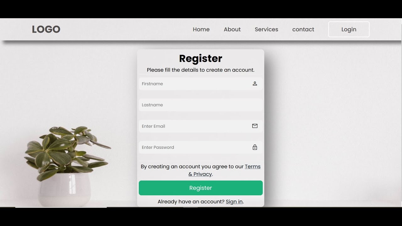 Registration Form Using HTML and CSS || With Source code