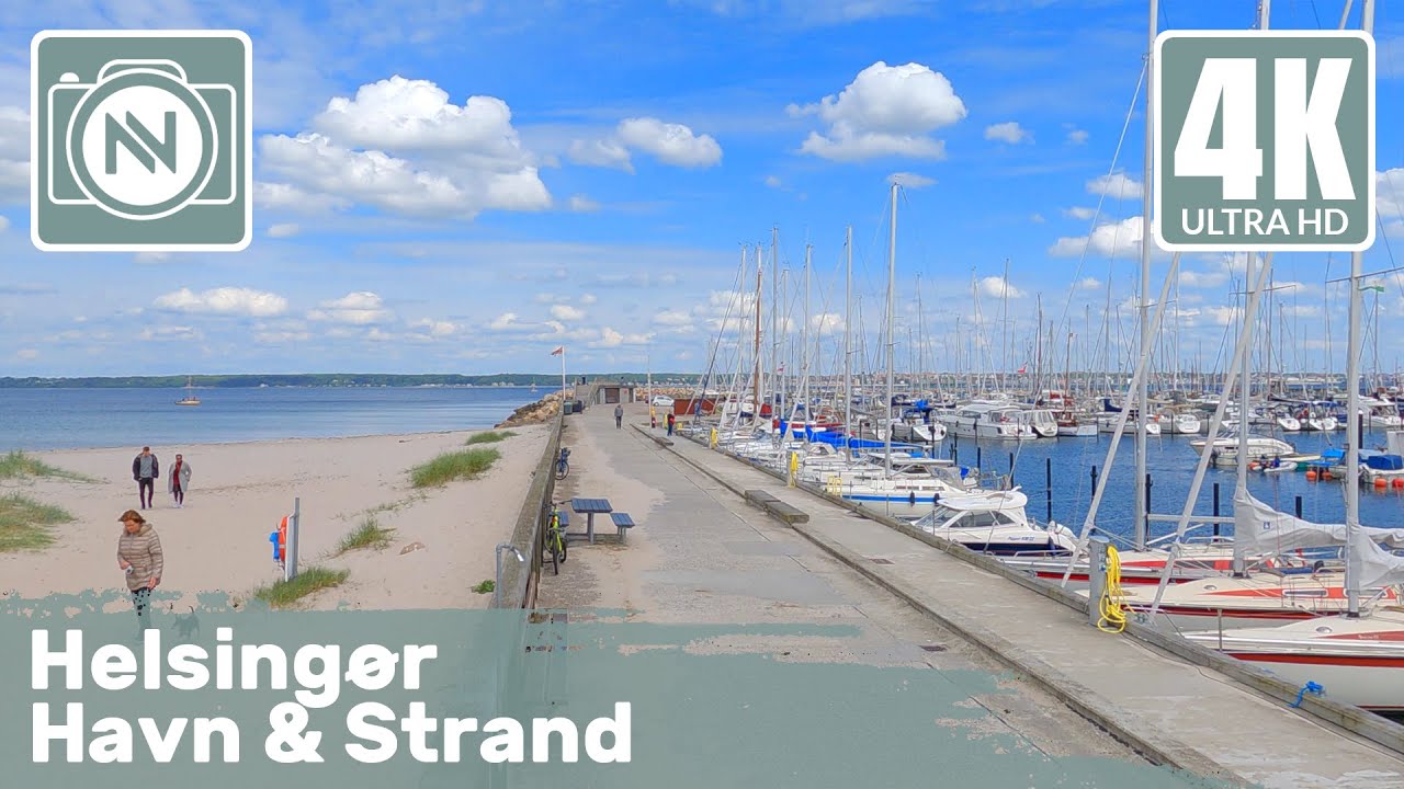 4K Virtual Walk - Helsingør Havn & Strand, Denmark - A windy marina & beach walk ⛵