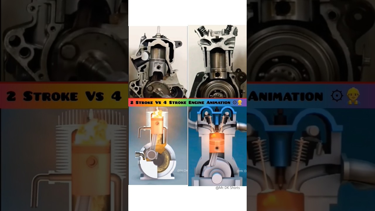 2 stroke Vs 4 stroke engine animation video ⚙️👷&zwj;♂️ #cad #engineering #animation #mechanical #3d 🔥