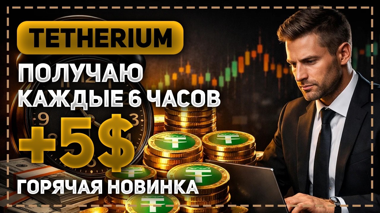 ОБЗОР TETHERIUM - ГОРЯЧАЯ НОВИНКА! ЗАРАБАТЫВАЮ В TG БОТЕ КАЖДЫЕ 6 ЧАСОВ +5$!