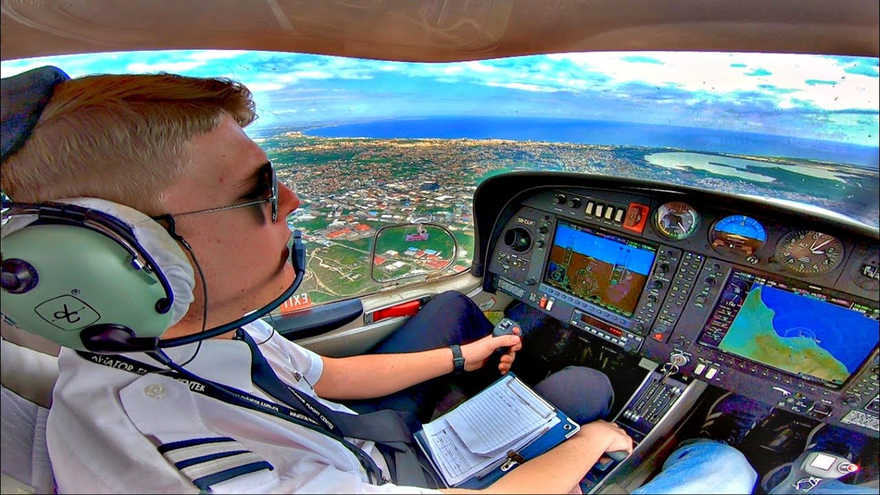 Заход на посадку и посадка Diamond DA40 в Ларнаке (по визуальным данным) | Вид из кабины GoPro 7 ...