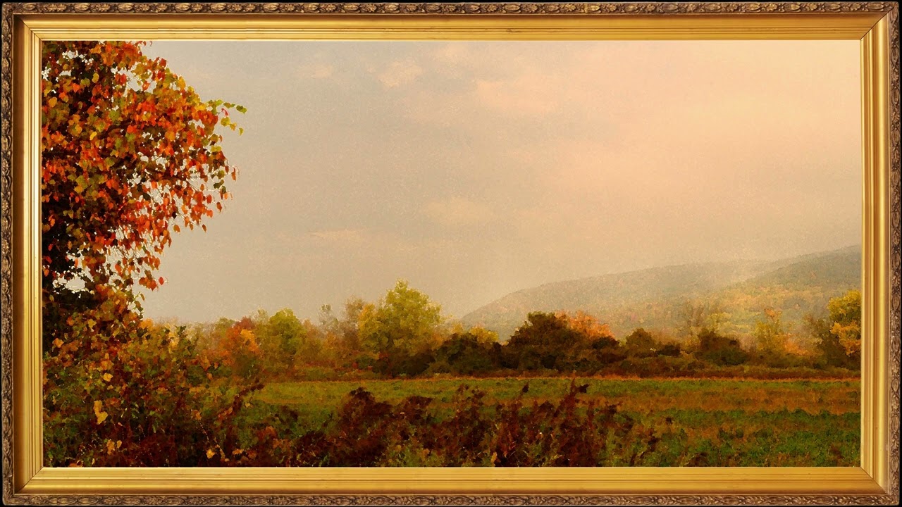 Autumn Trees Landscape Painting | Gold Frame TV | Art Screensaver for TV Wallpaper | 2 Hours