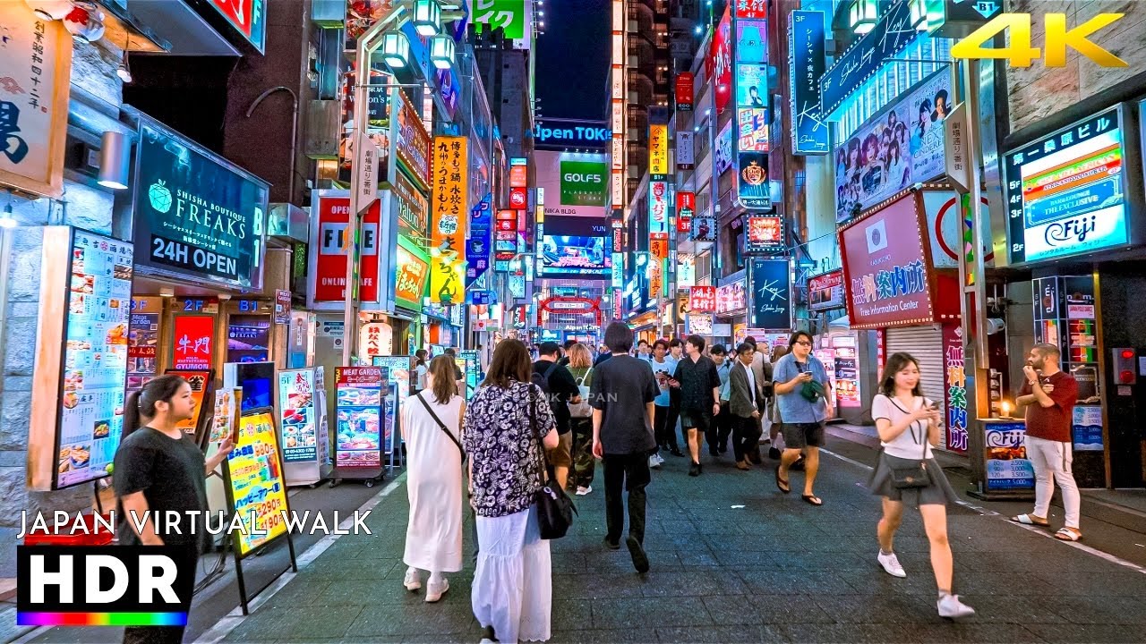 Summer Night Walking Tour in Shinjuku City, Tokyo, Japan &bull; 4K 60fps HDR