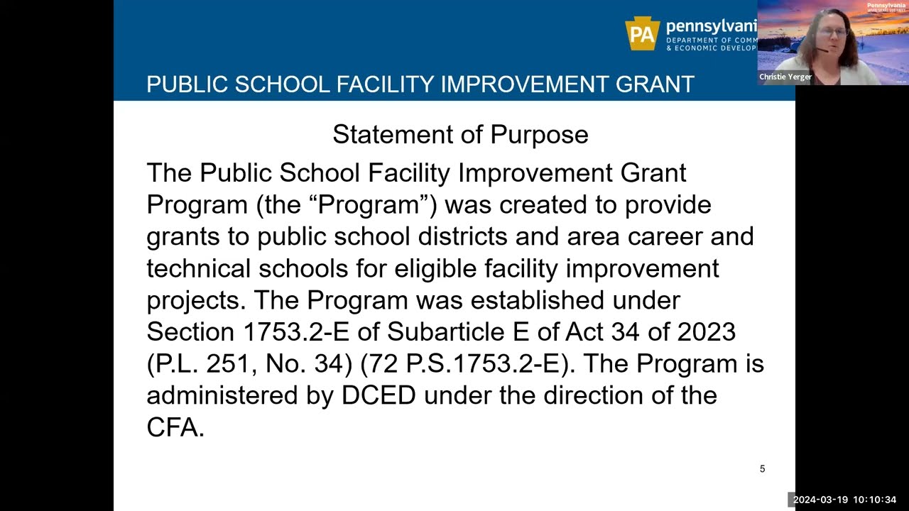 Public School Facility Improvement Grant ProgramDescription