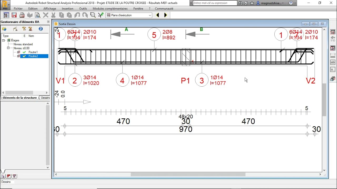 TUT0-ROBOT STRUCTURAL ANALYSIS/DIMENSIONNEMENT D'UNE POUTRE CROISEE