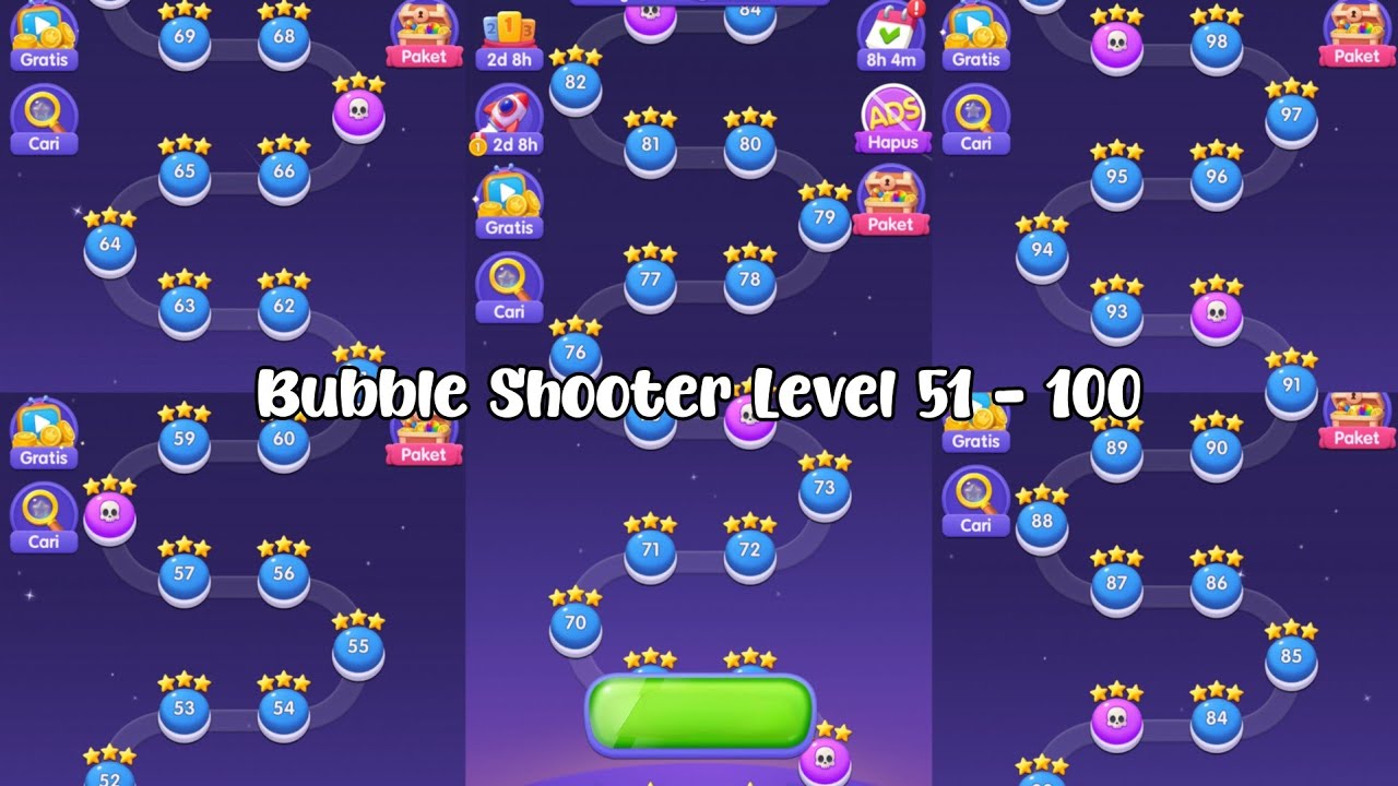 Playing Bubble Shooter Level 51 - 100
