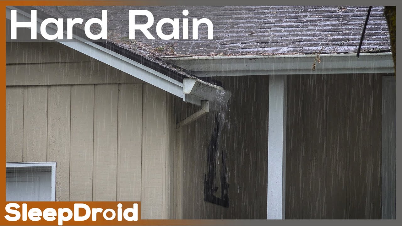 ► Hard Rain Pouring off Roof over Gutters ~ Heavy Rainstorm Sounds for Sleeping (No Thunder) Lluvia