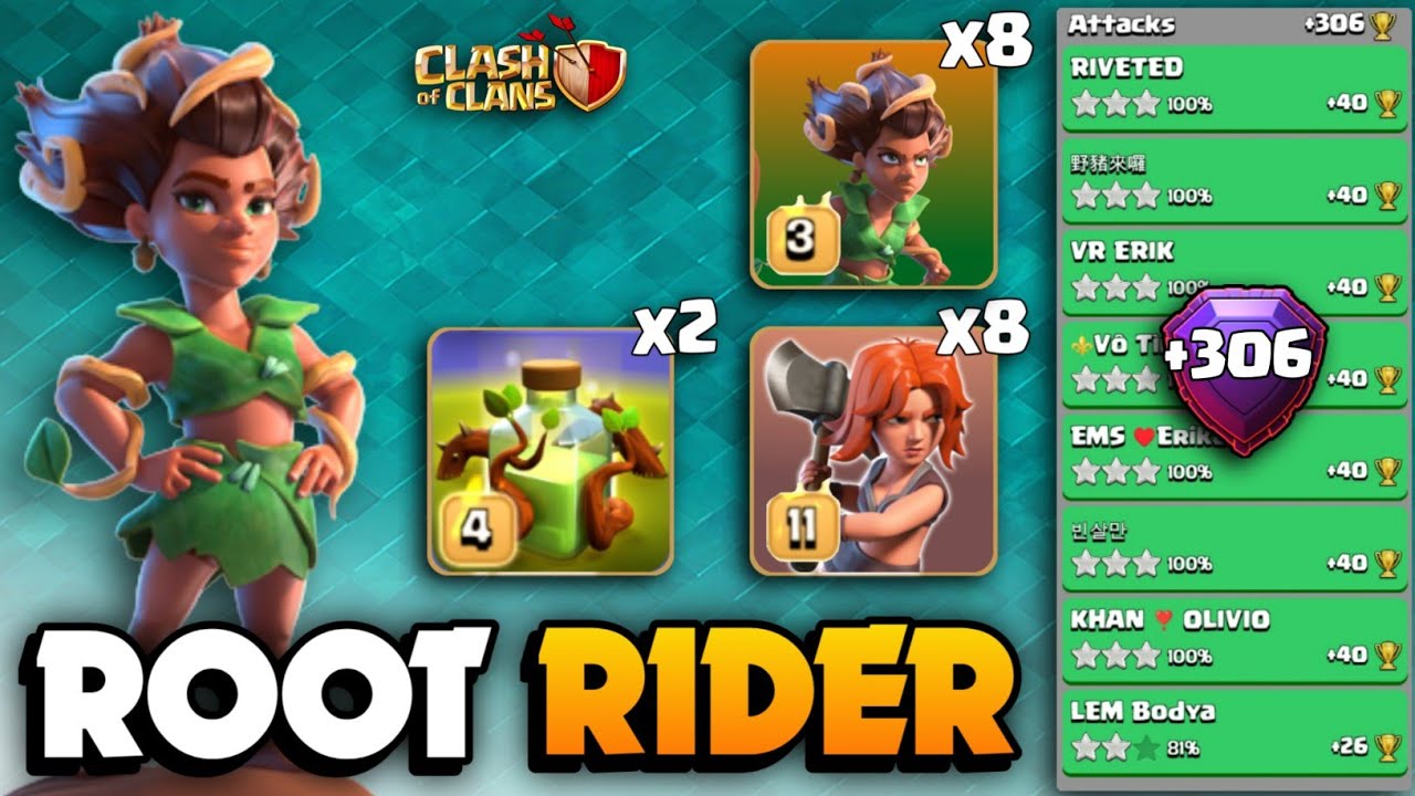 BEST Spam RR Strategy🔴ROOT RIDER Spam With Overgrowth Spell🔴TH16 Attack Strategy🔴Clash Of Clans