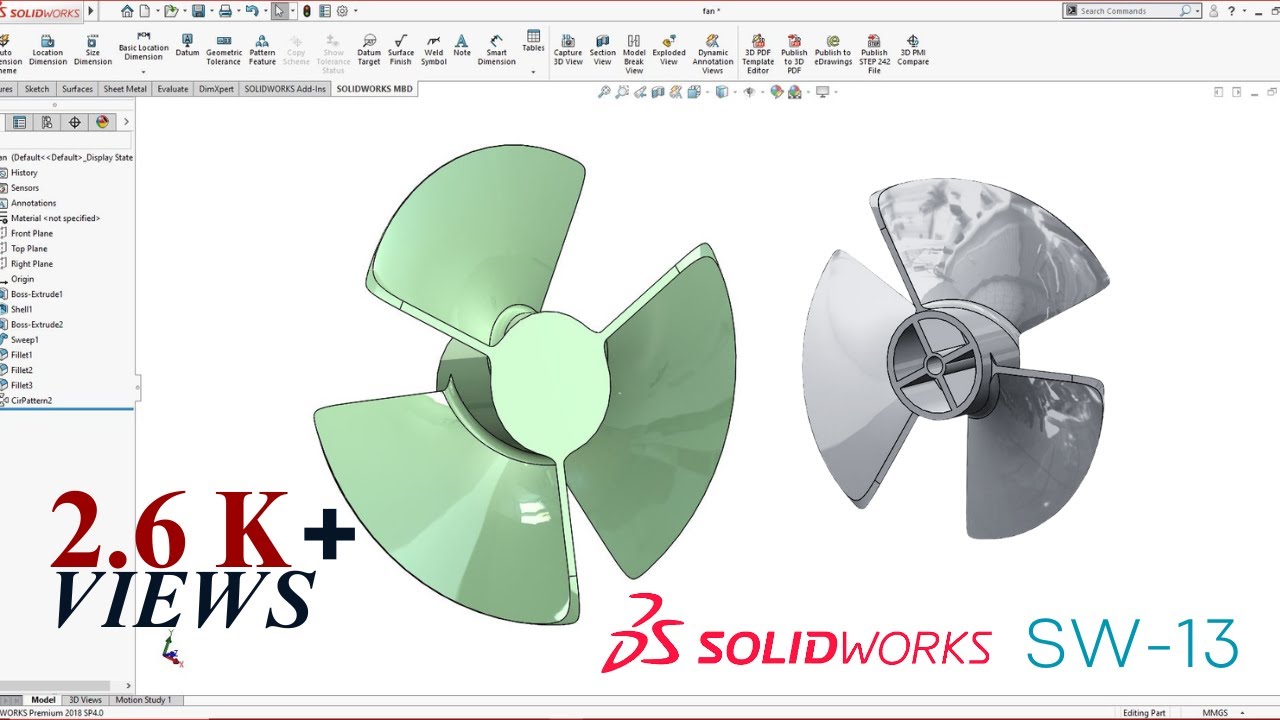 Fan blade in solidworks