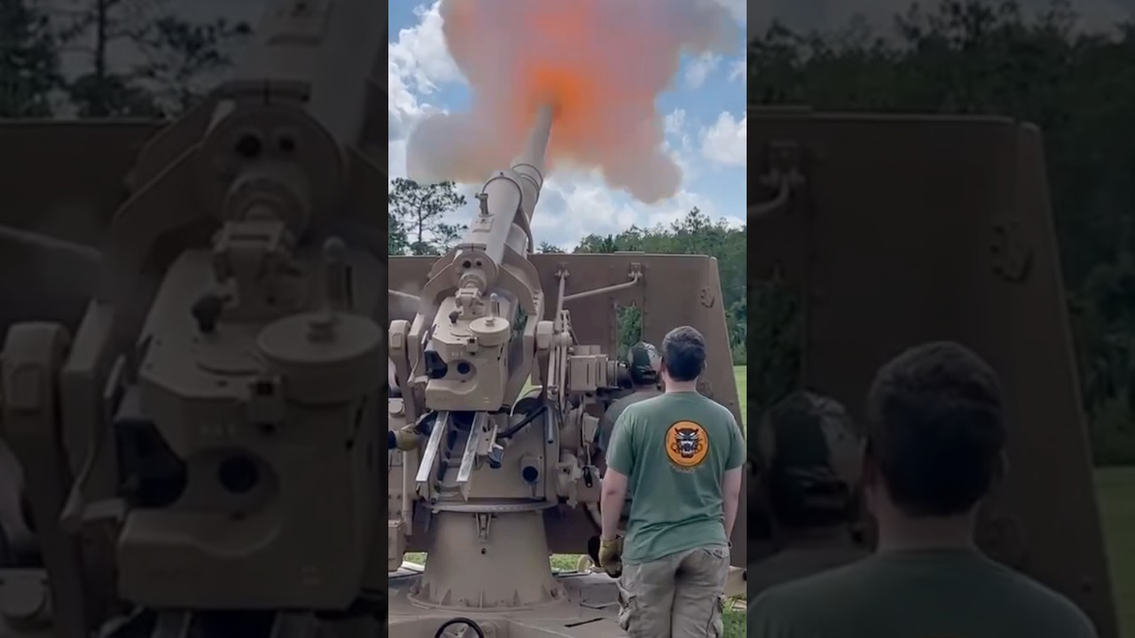 Flak 37 88mm firing @WW2Armor #flak #tank #germanengineering #ww2 #reenactment #wwii #military#war