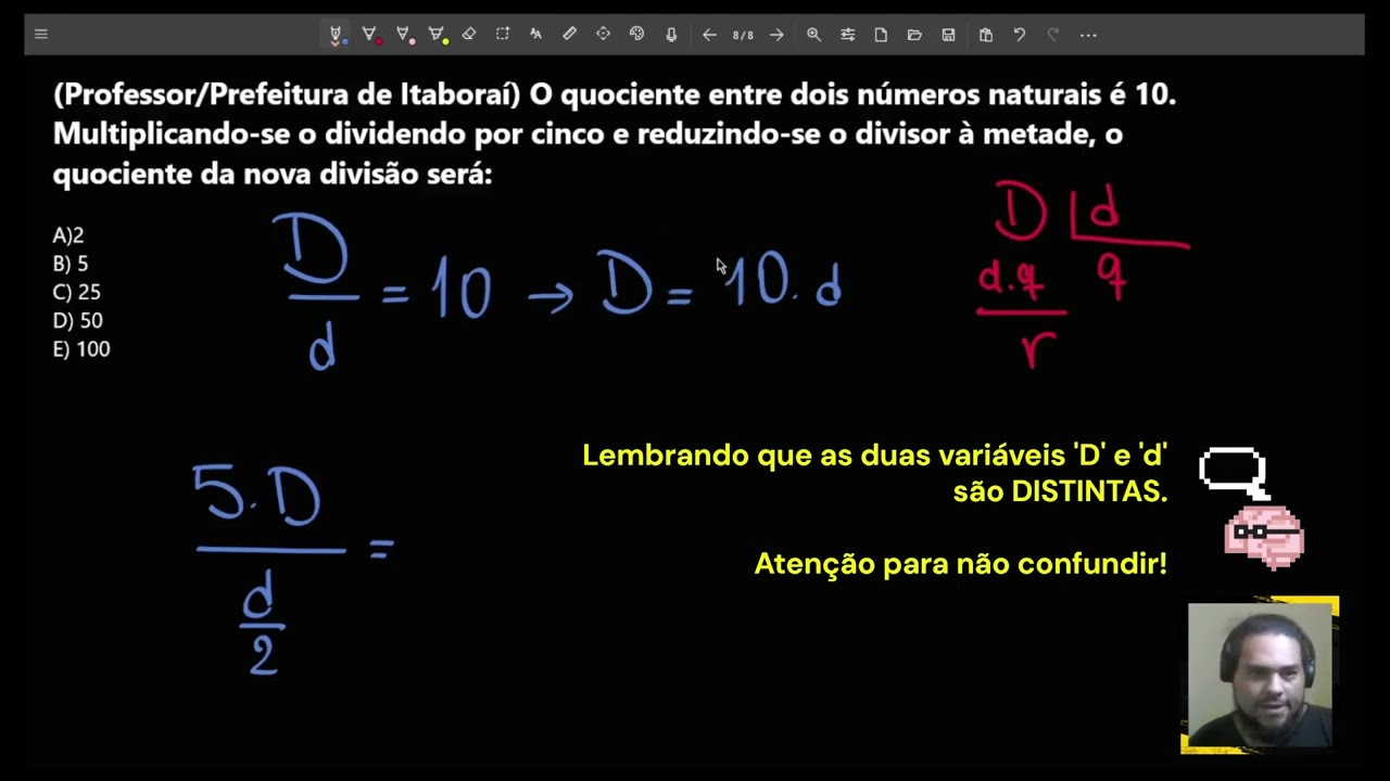 O QUOCIENTE entre DOIS N&Uacute;MEROS NATURAIS &eacute; 10...