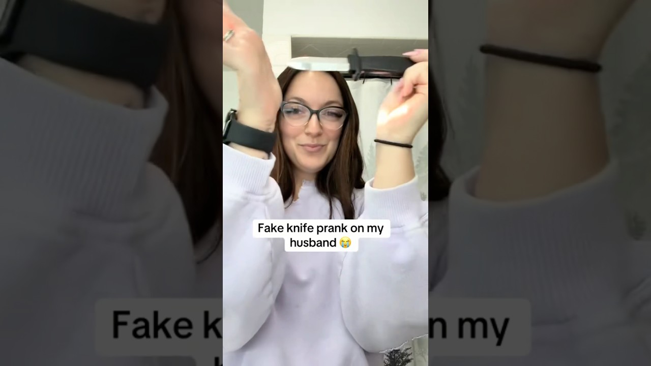 Fake knife prank on my husband #couple #couplecomedy #shorts