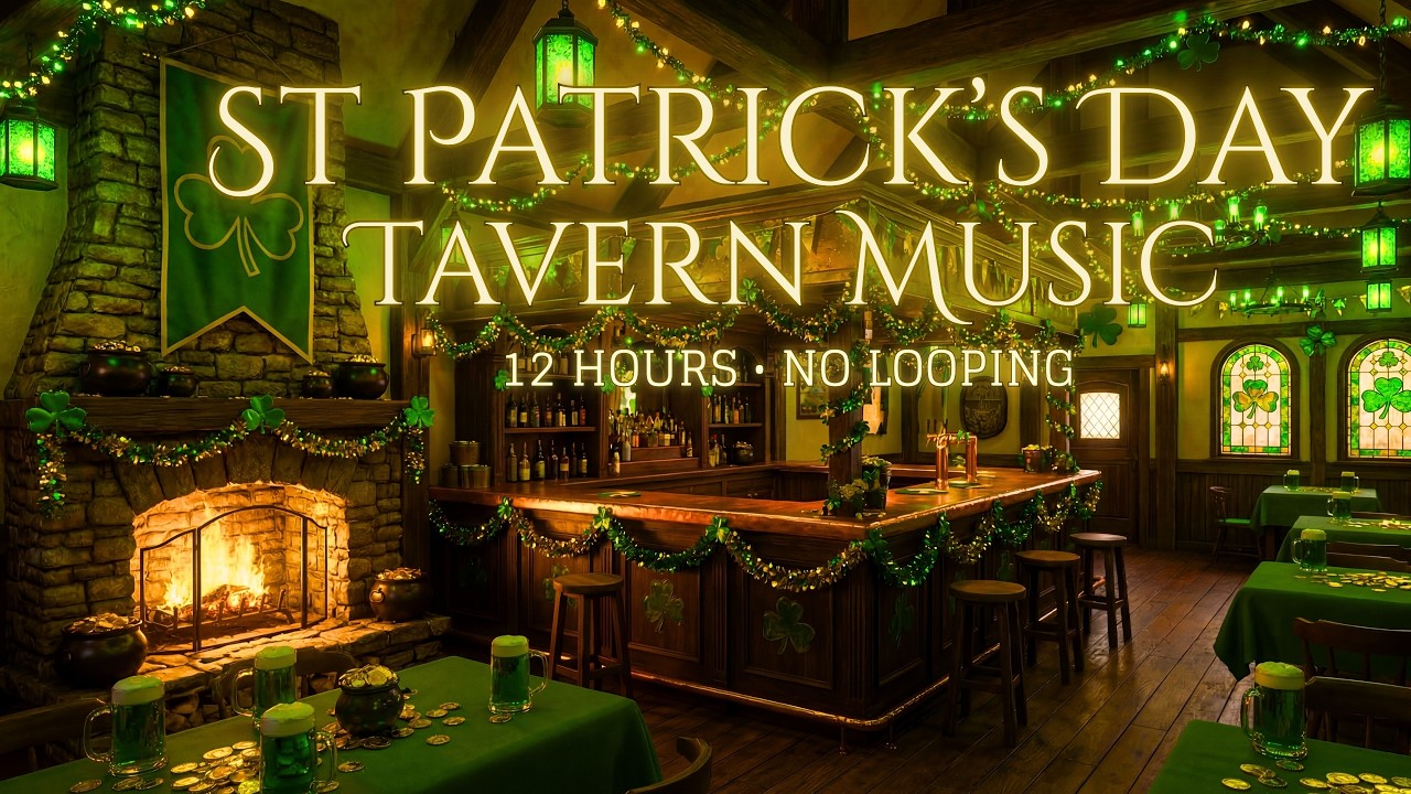 (No Mid-Roll Ads) St Patrick's Day Tavern | 12 Hours of Mellow Irish & Celtic Music for Good Times