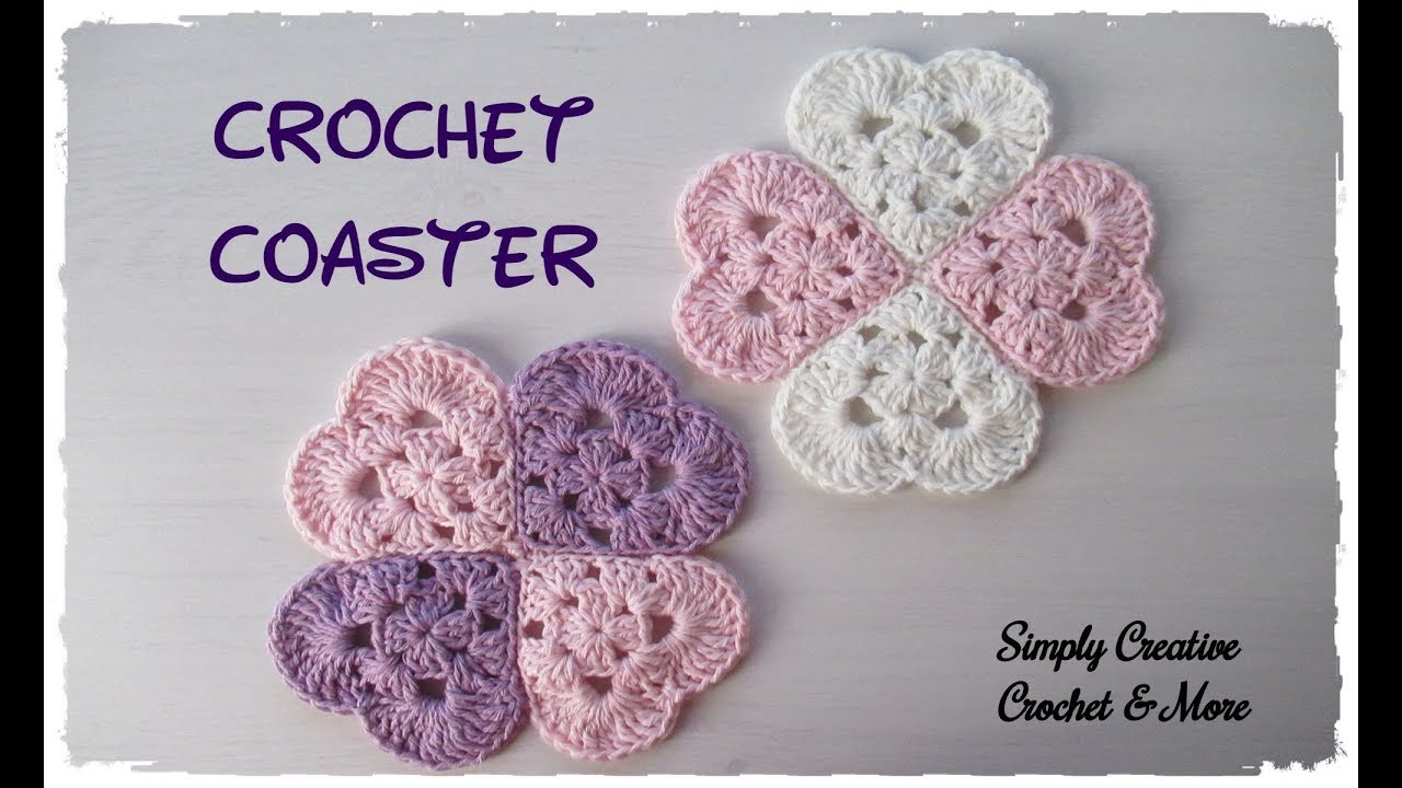 Crochet Heart Coaster | Granny Heart