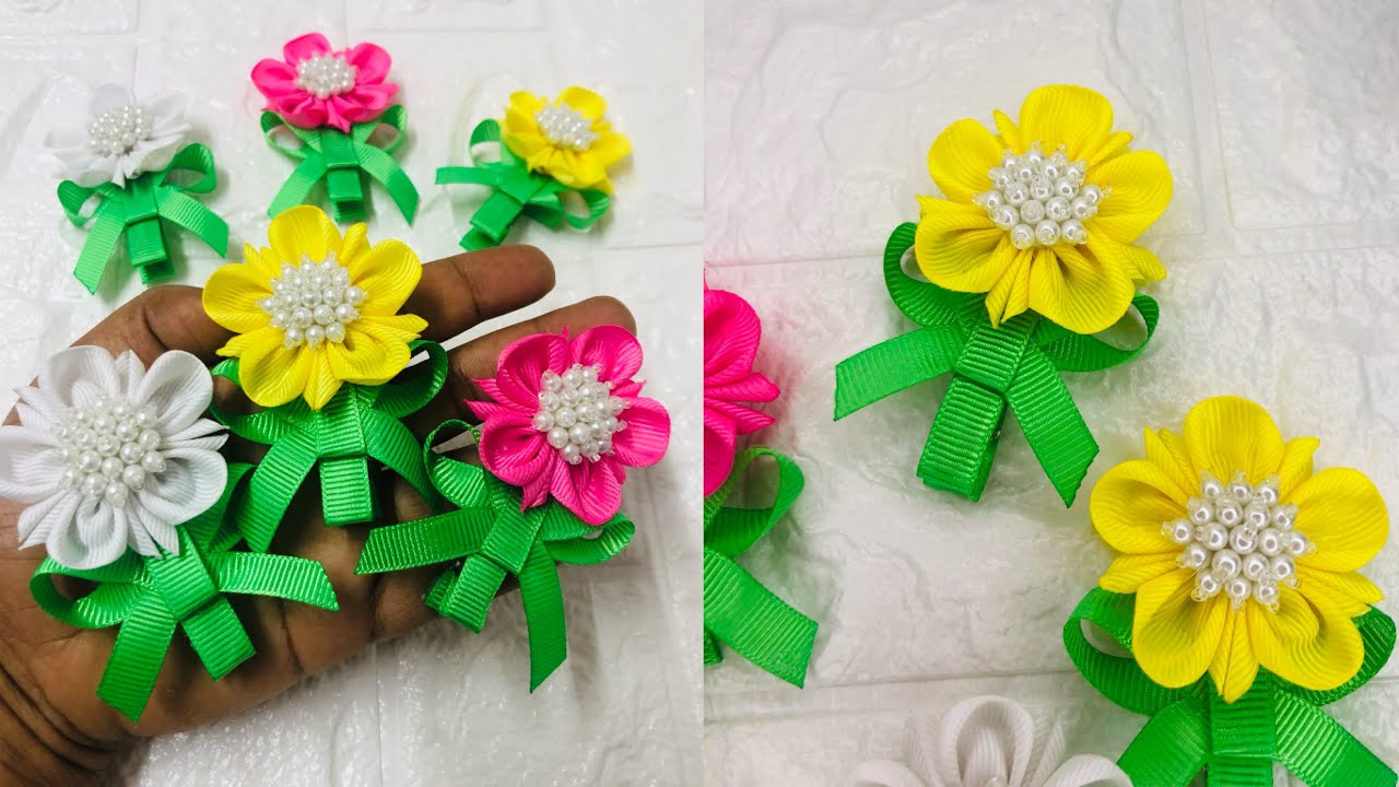 Flor de list&oacute;n o cintas - flower of ribbons - flor de fitas