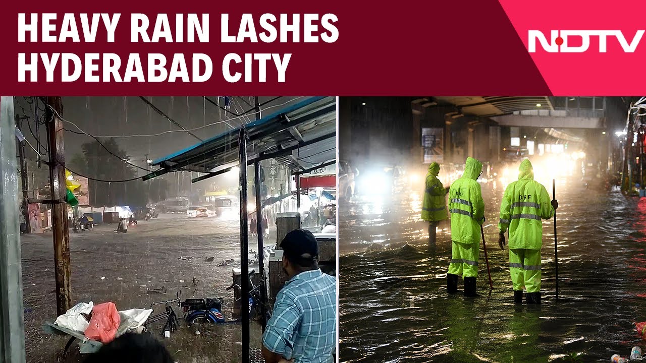 Telangana News | Heavy Rain Lashes Telangana's Hyderabad City