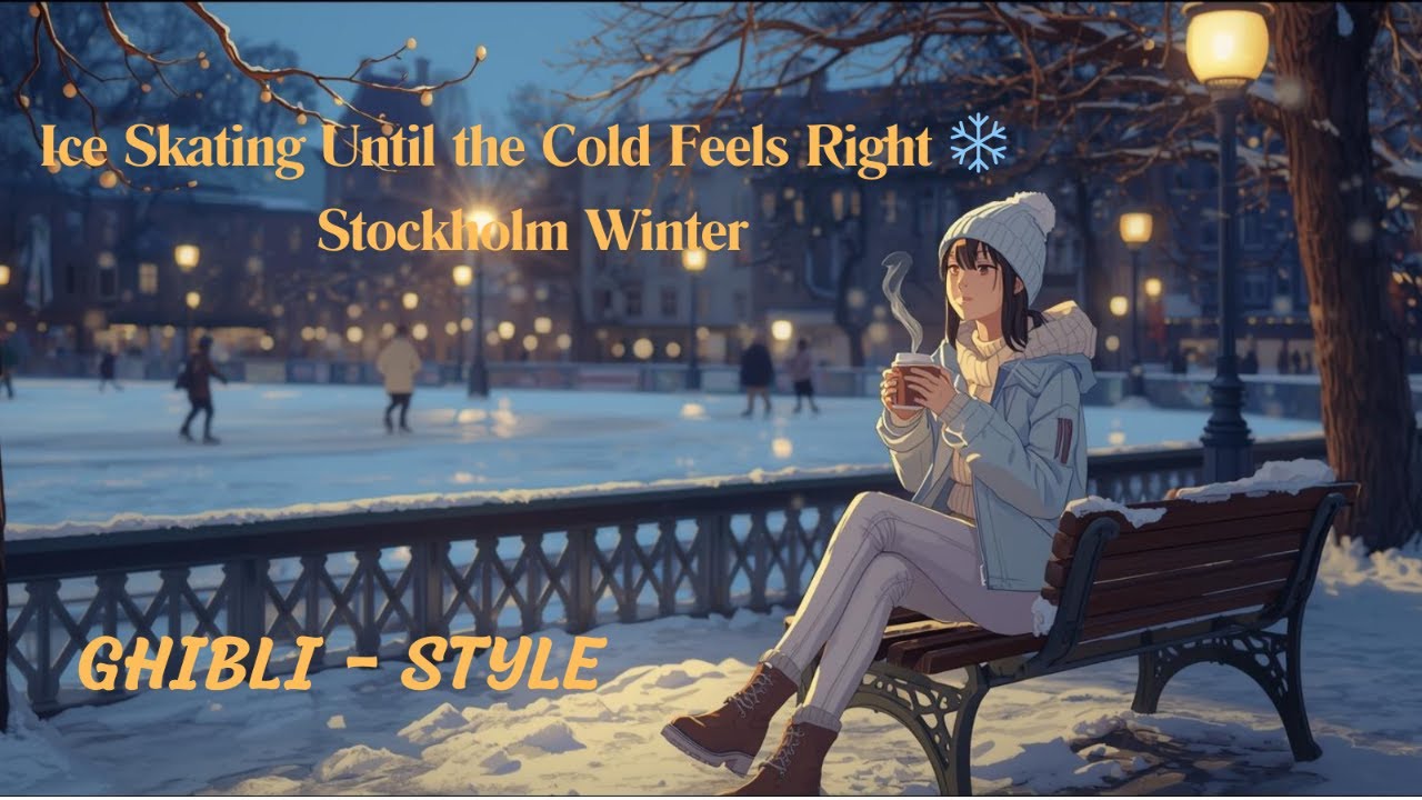 Ice Skating Until the Cold Feels Right ❄️ Stockholm Winter   Ghibli Style