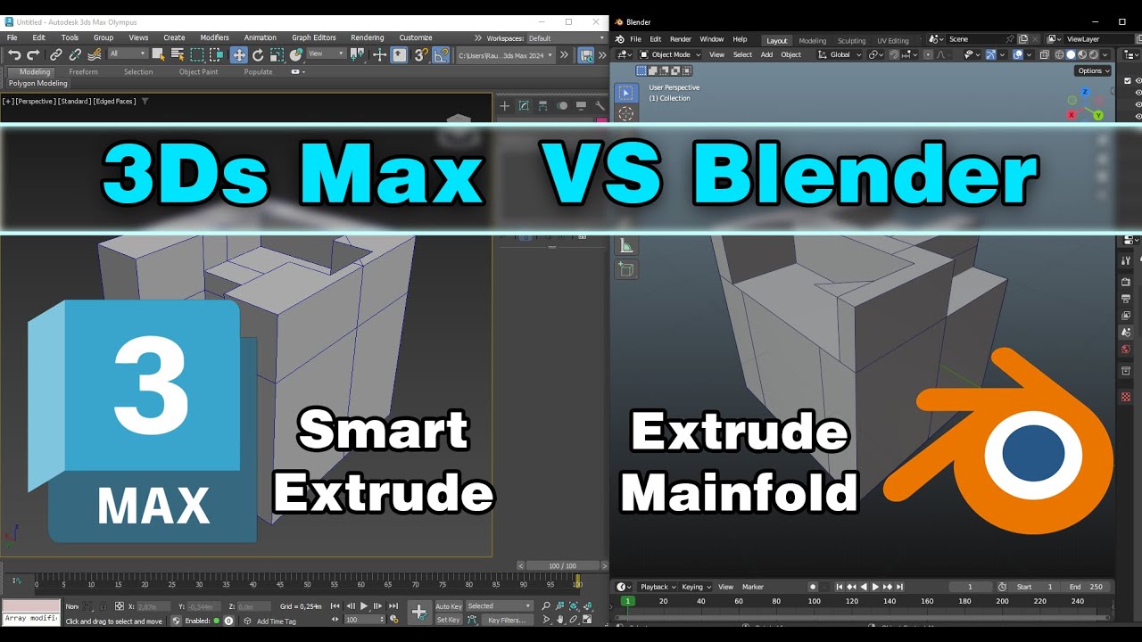 3Ds Max 2024 vs Blender 3.5.1 Extruders