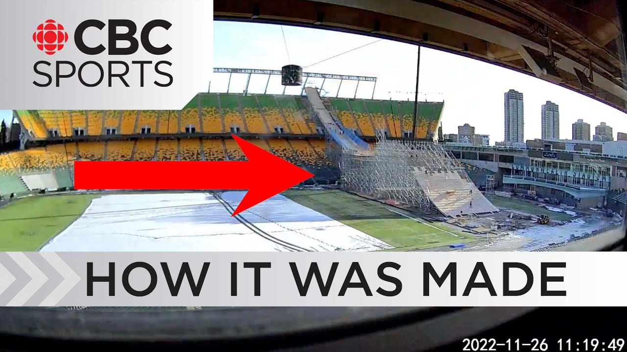 Timelapse of GIGANTIC Big Air ramp being made in Edmonton for FIS Snowboard World Cup | CBC Sports