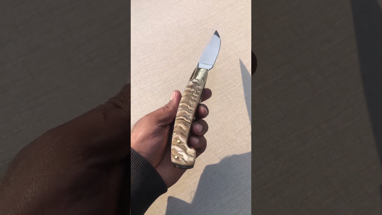 Ram Horn Full Finished Folding Knife | Mirror Polish Blade #hardwork #ironsmith #manufacturing