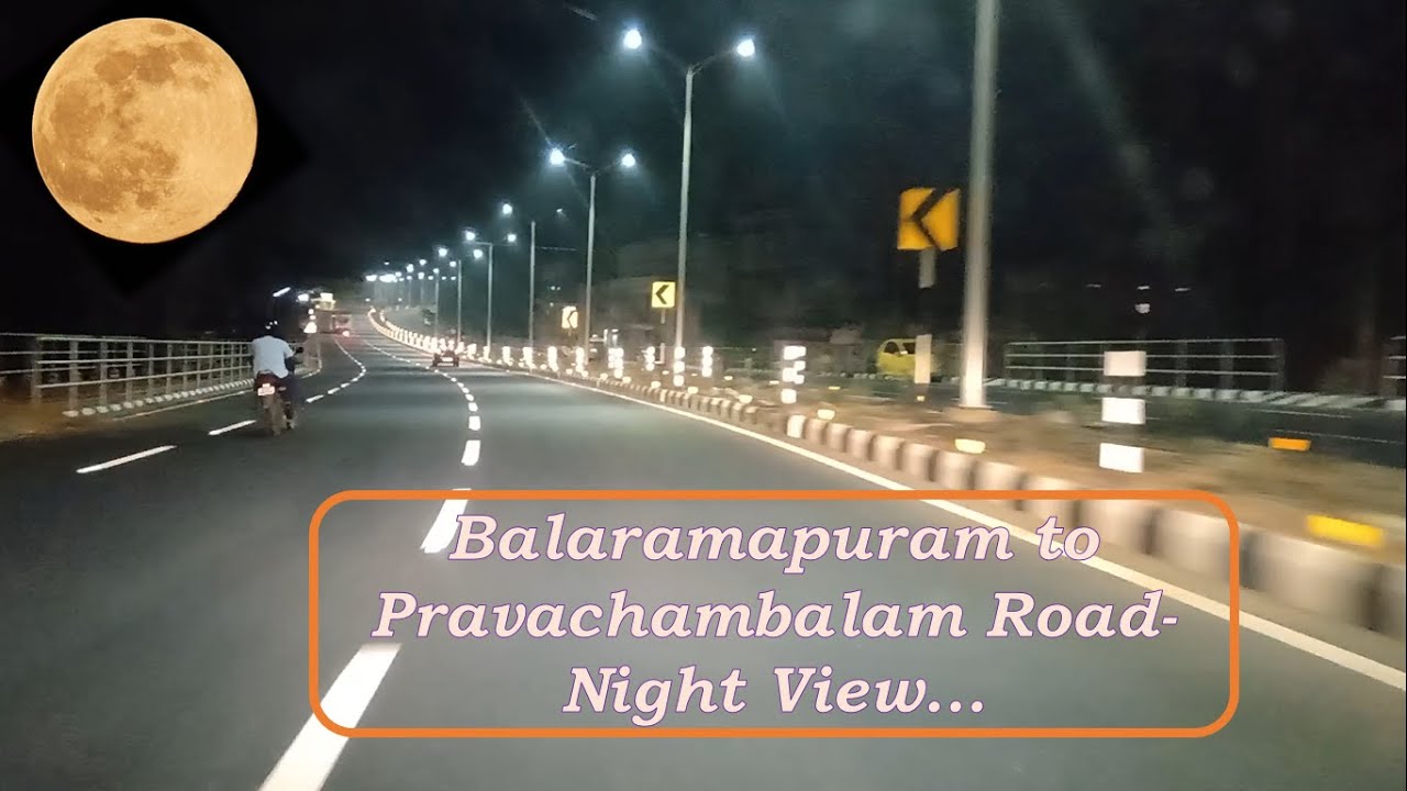 Balaramapuram to Pravachambalam Road Night View. Glittering Road in Kerala.