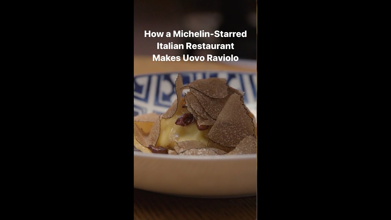 How Michelin-Starred Rezd&ocirc;ra in NYC makes a giant raviolo with a runny egg yolk inside #shorts