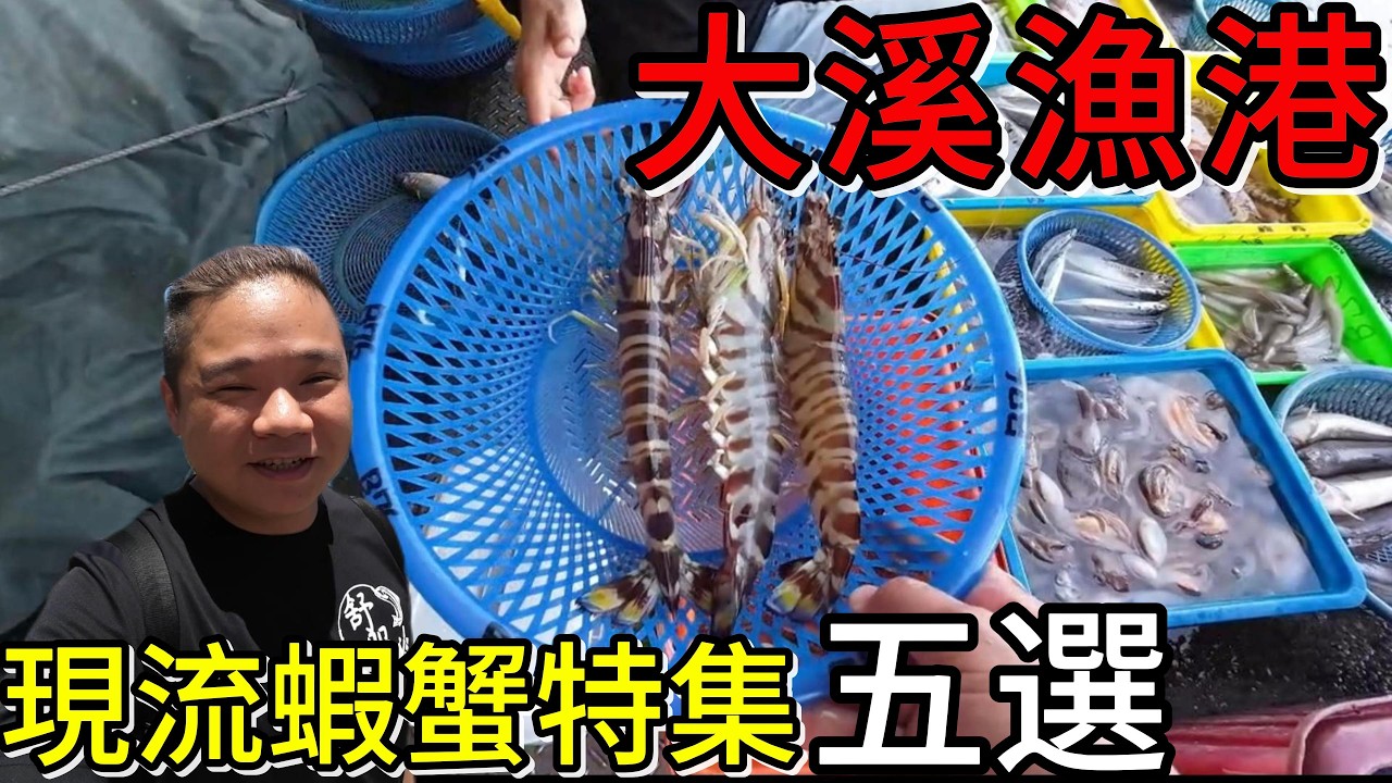 宜蘭大溪漁港蝦蟹天堂丨一公斤1800超大隻活明蝦丨三隻一斤的巨物牛角蟹丨跟臉一樣大的大扇蝦丨舒服爽吃