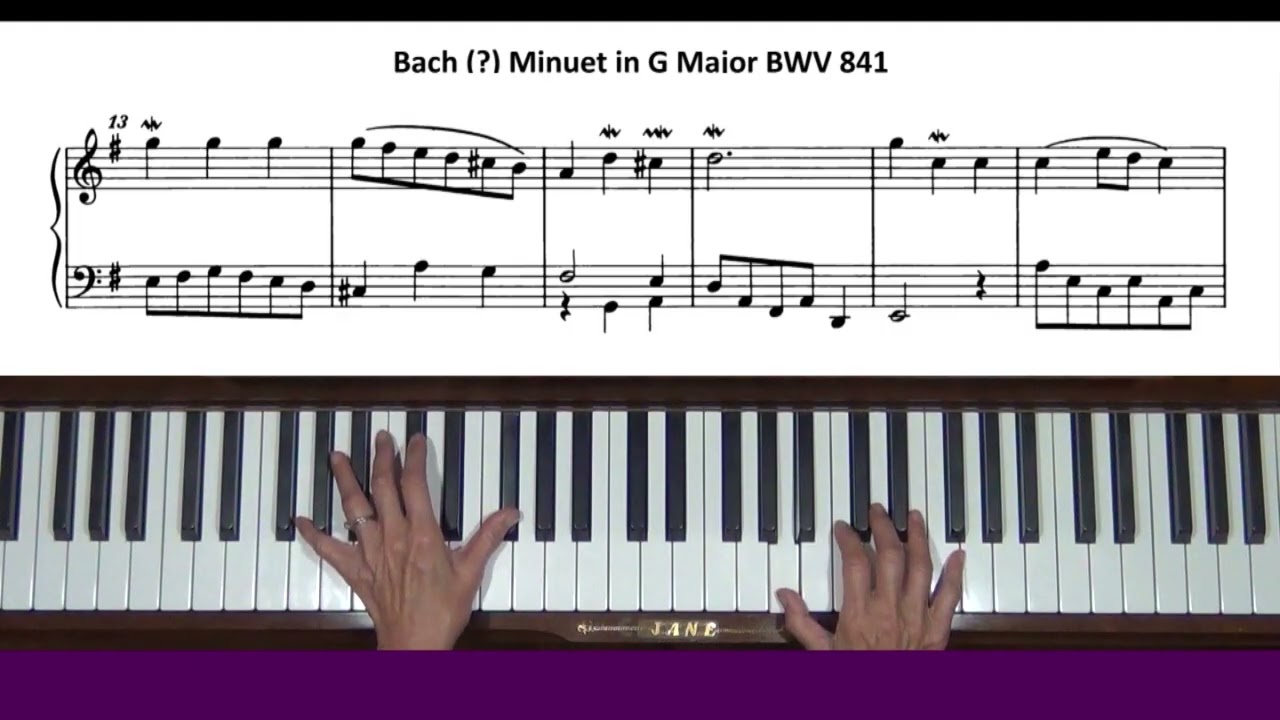 Бах Менуэт соль мажор BWV 841 Учебное пособие по фортепиано