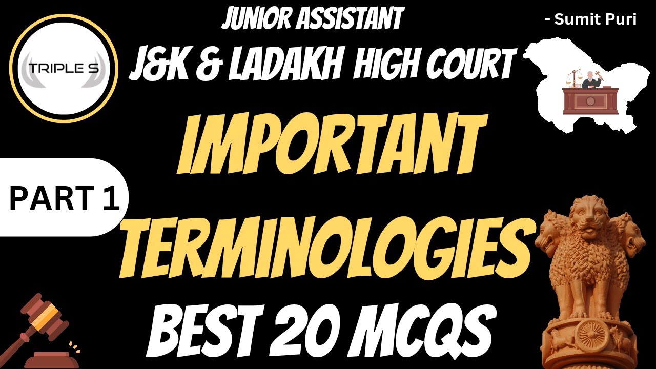 Important Terminologies Used in Court : Best 20 MCQs || Junior Assistant High Court by Sumit Puri
