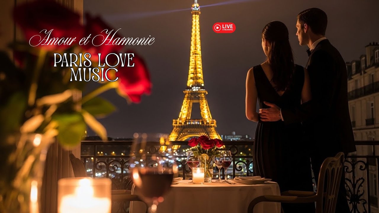 🔴 LIVE | Amour et Harmonie 🌹 Romantic French Love Songs Ambience 🇫🇷 Soft Paris Night Music for R