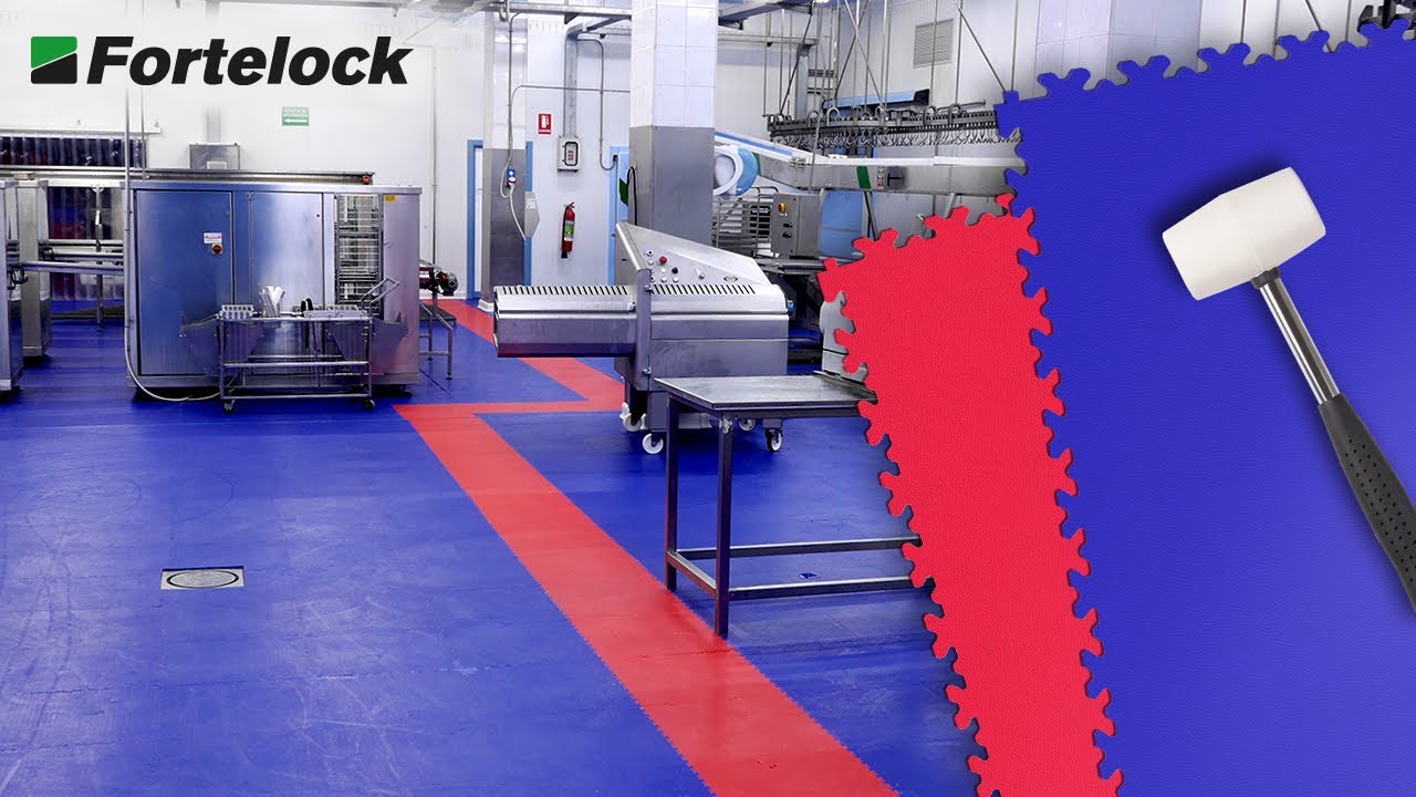 Laying Fortelock tiles with an area of 3.099 sqm in the production hall